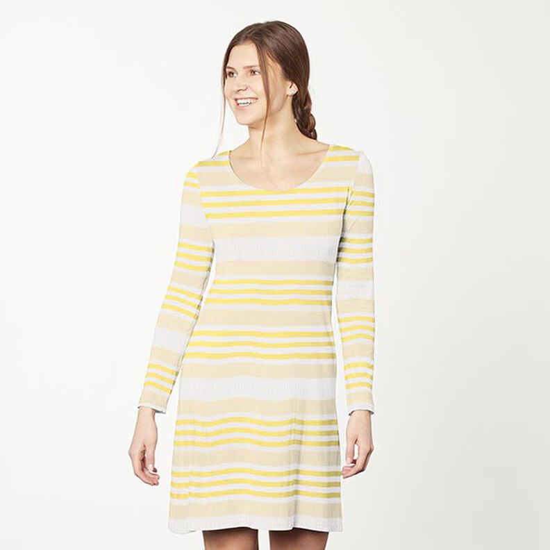 jersey di viscosa effetto stropicciato – bianco/giallo limone,  image number 6