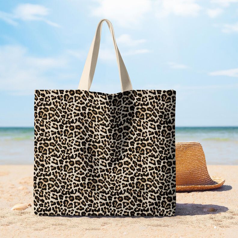 tessuto arredo Jacquard Motivo leopardato intrecciato – beige chiaro/nero,  image number 6