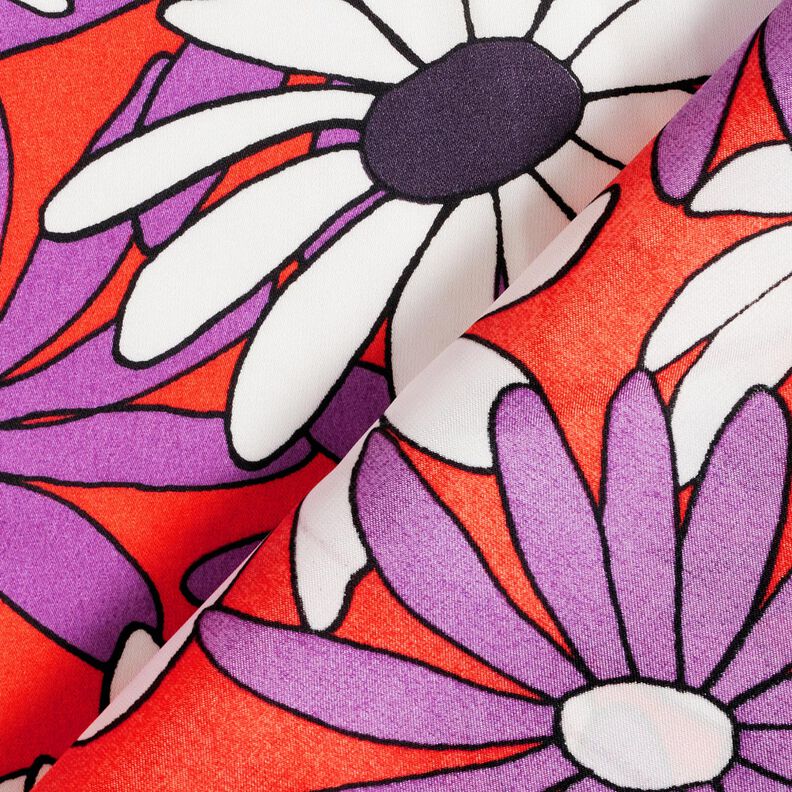 Satin con fiori espressivi – arancione/lillà rosso, image number 4