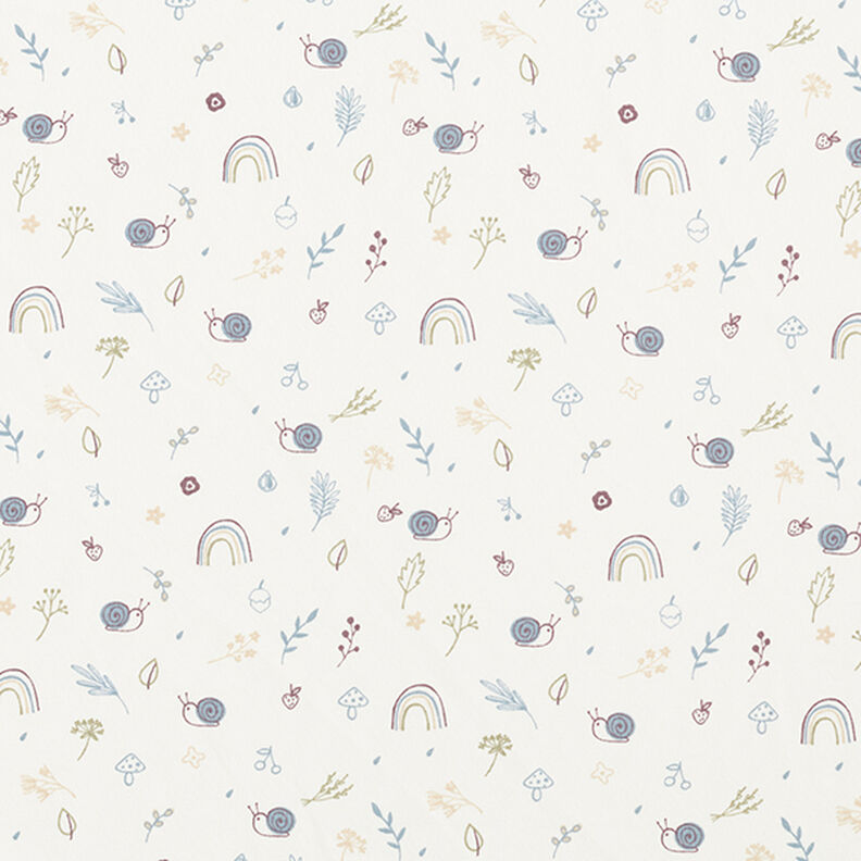 jersey di cotone Chiocciole, funghi e arcobaleni  – bianco lana,  image number 1