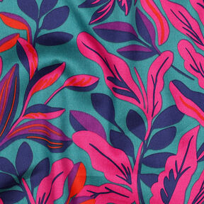 satin di cotone Lush Leaves | Nerida Hansen – turchese/porpora, 