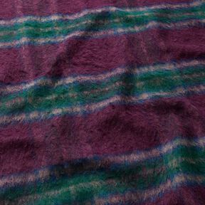tessuto per cappotti misto lana Quadro spazzolato – rosso merlot/abete blu, 