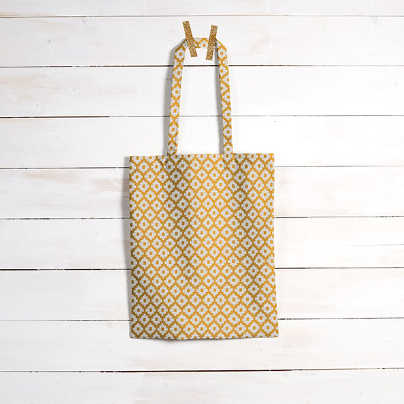 Tessuto jacquard da esterni losanghe – senape,  image number 7