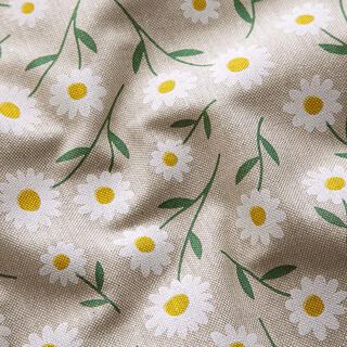 tessuto arredo mezzo panama margheritine – naturale/bianco, 