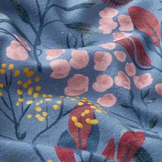 jersey di cotone, rami in fiore – blu acciaio, 