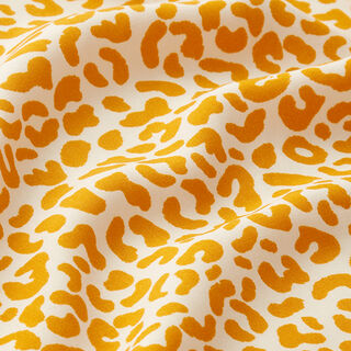 Tessuto in viscosa con stampa Leoprint – bianco/senape, 