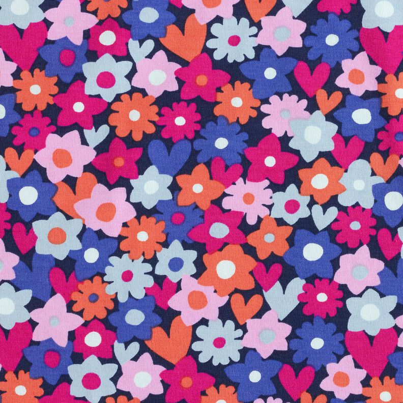 jersey di cotone Fiori variopinti | Poppy Fabrics – blu notte,  image number 1