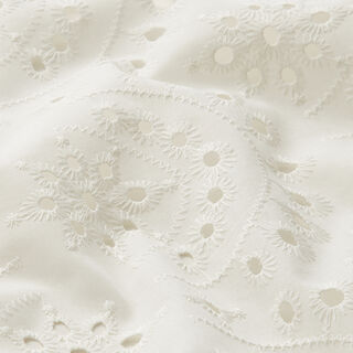 tessuto in cotone ricami a giorno, fiori – bianco, 