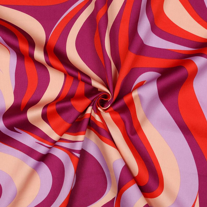 satin di cotone Onde retrò | Poppy Fabrics – porpora/arancione,  image number 3