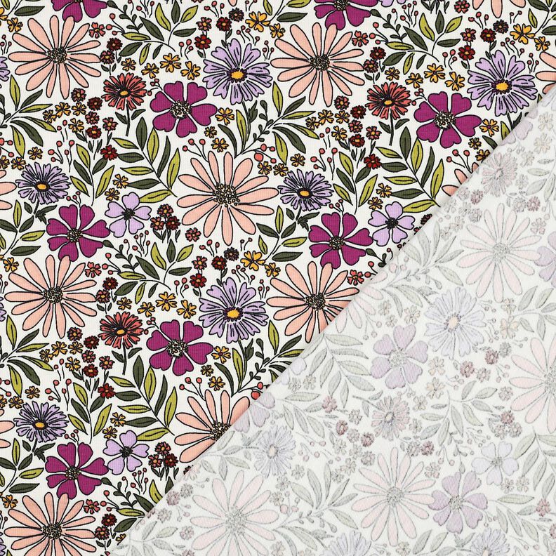 jersey di cotone mare di fiori | Poppy Fabrics – bianco lana/lillà,  image number 4
