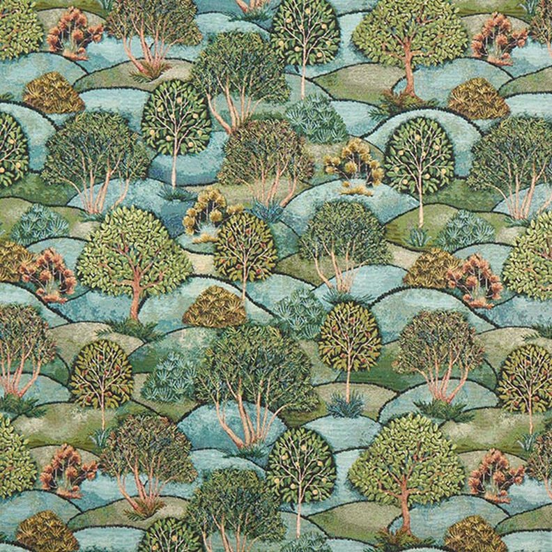 tessuto arredo gobelin quadro con paesaggio – verde, image number 1