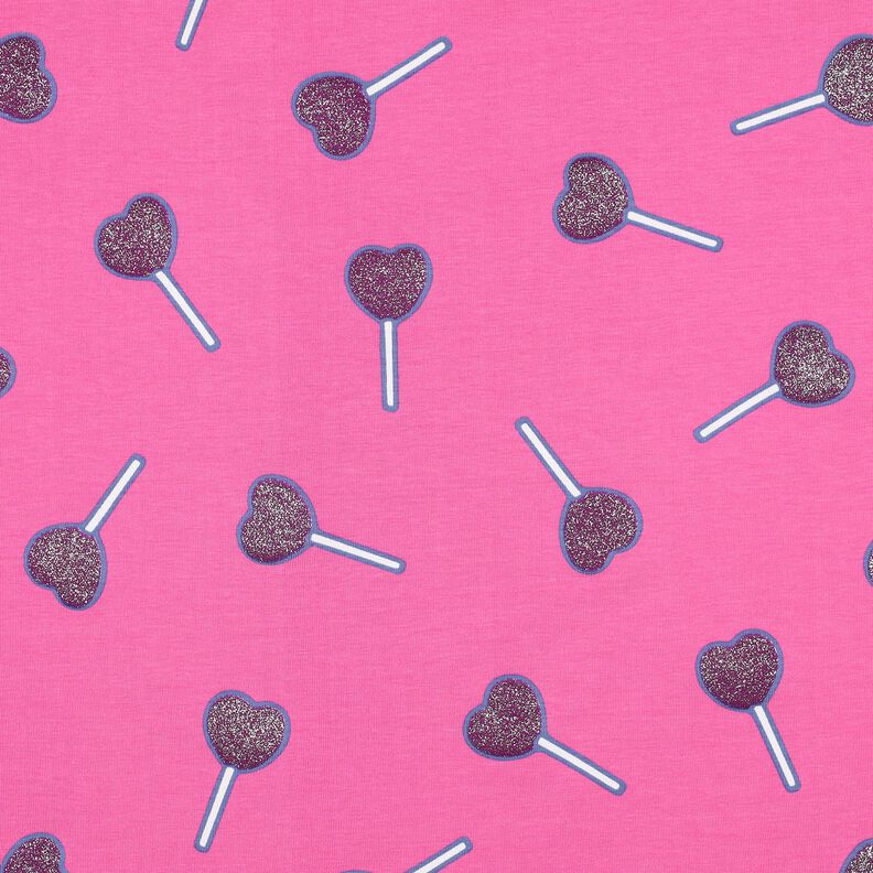 jersey di cotone Lecca lecca a forma di cuore glitterato | Poppy Fabrics – pink, image number 1