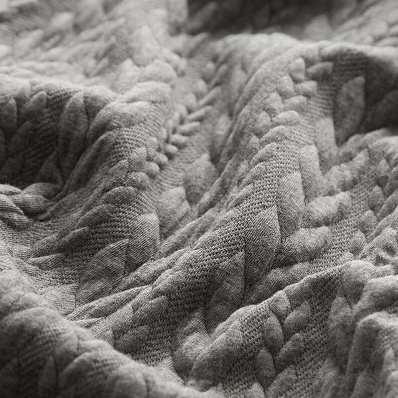 Jersey jacquard, cloqué, motivi a treccia – grigio chiaro,  image number 2
