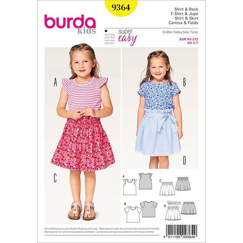 maglietta per bambini / gonna, Burda 9364,  image number 1