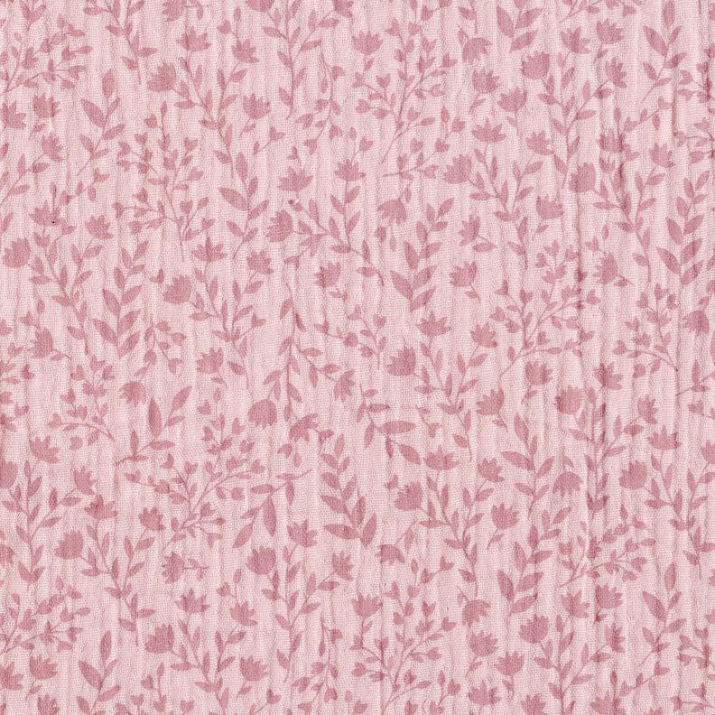 mussolina / tessuto doppio increspato Viticci di fiori bicolori – rosa antico chiaro, image number 1