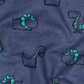 flanella di cotone dinosauri impertinenti | Poppy Fabrics – colore blu jeans/verde smeraldo, 