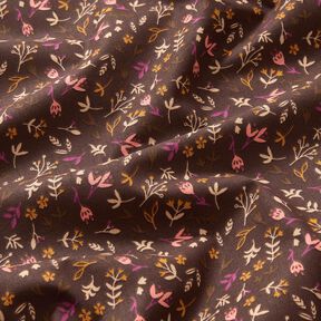 tessuto in cotone cretonne piccoli rami – marrone scuro/uva, 