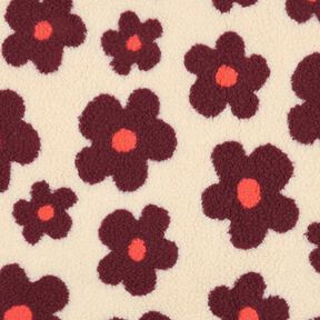 tessuto peluche fiori | Poppy Fabrics – anacardo/rosso Bordeaux, 