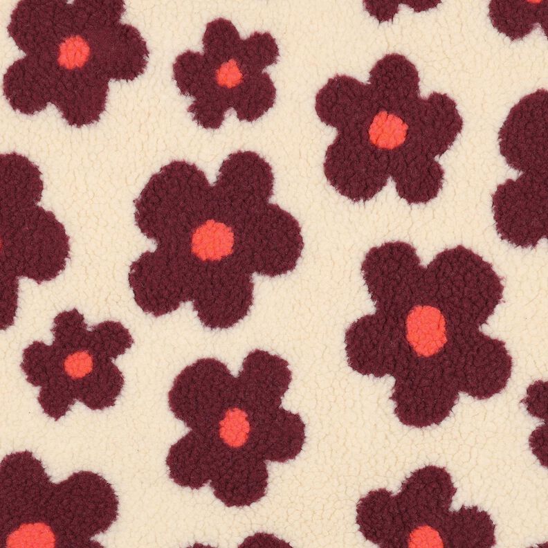 tessuto peluche fiori | Poppy Fabrics – anacardo/rosso Bordeaux, image number 1