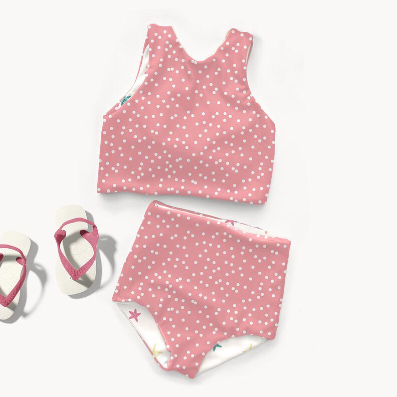 tessuto per costumi da bagno UPF50 piccoli pois – rosa/bianco,  image number 5