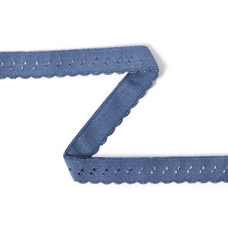 Fettuccia elastica in pizzo 15, grigio blu, 