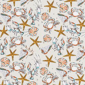 tessuto in cotone cretonne Fondale marino – beige chiaro/giallo curry, 
