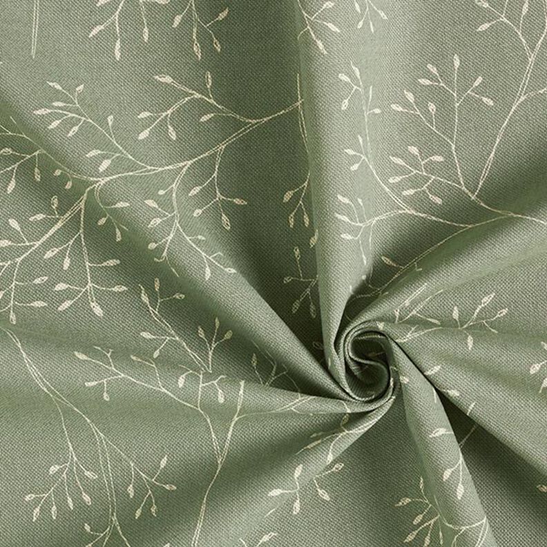 Tessuto arredo mezzo panama rami sottili – verde oliva chiaro | Resto 10cm,  image number 3