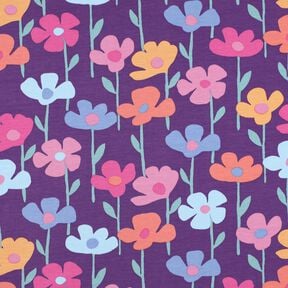 French terry, felpa estiva Fiori variopinti | Poppy Fabrics – lillà rosso, 