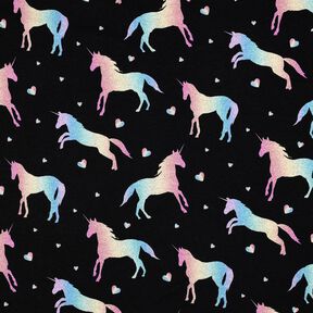 jersey di cotone Unicorni arcobaleno stampa digitale | Poppy Fabrics – nero, 