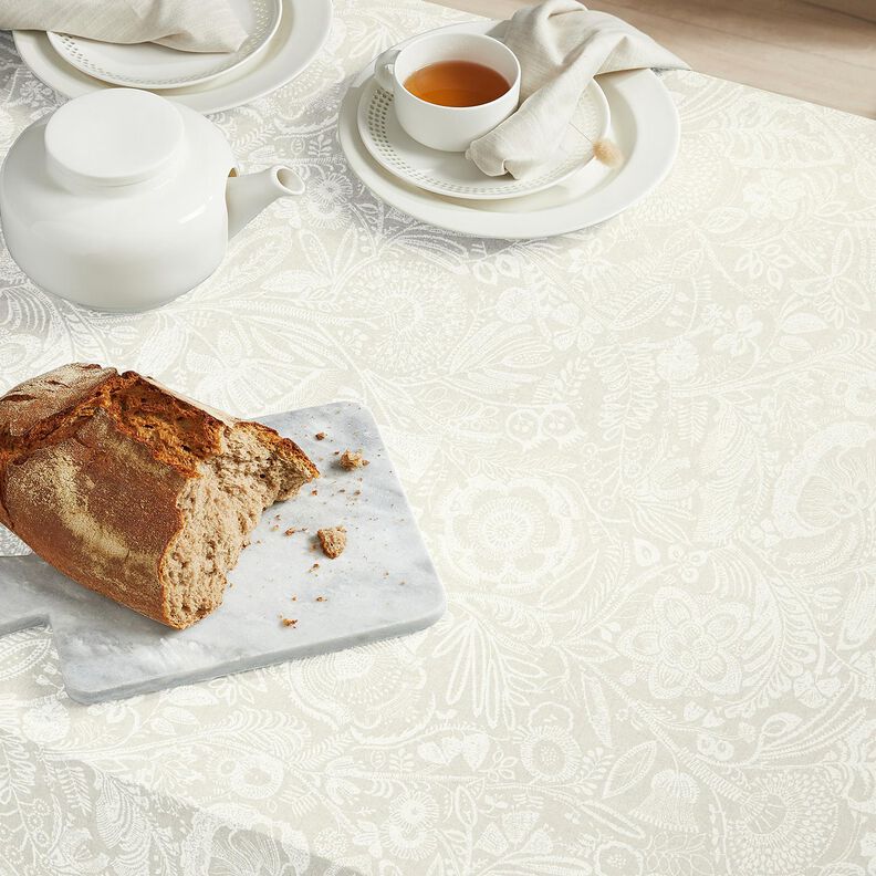 tessuto arredo mezzo panama Paisley floreale – naturale/bianco,  image number 8
