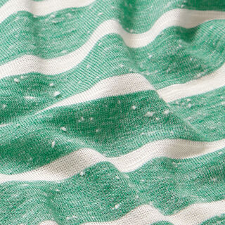 Jersey di viscosa, righe trasversali – verde smeraldo/bianco, 