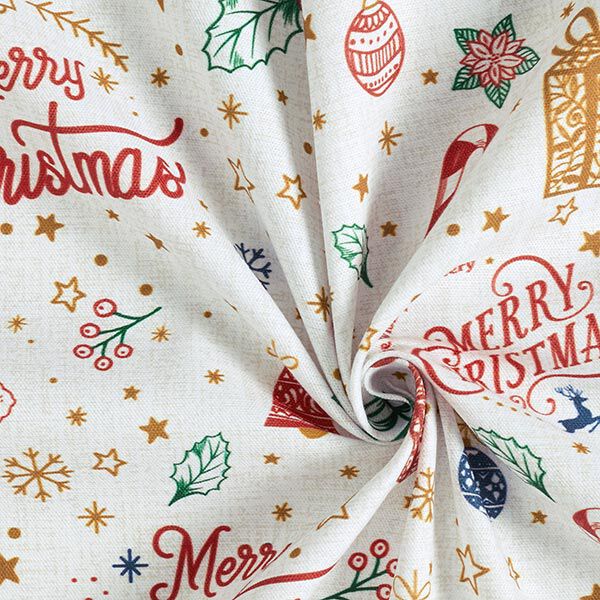 tessuto arredo mezzo panama Merry Christmas – naturale, image number 3