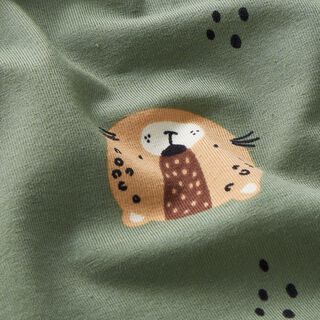 jersey di cotone Facce di leopardo  – pino, 