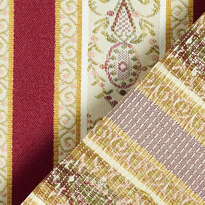 tessuto per arredi, jacquard, righe in stile Biedermeier – crema/rosso,  image number 3