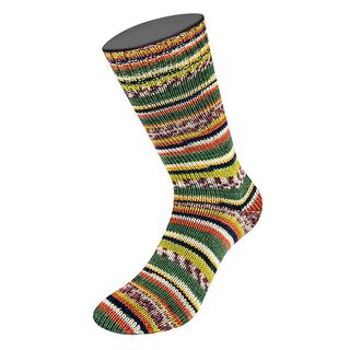 LANDLUST Sockenwolle „Bunte Bänder“, 100g | Lana Grossa – verde scuro/naturale, 