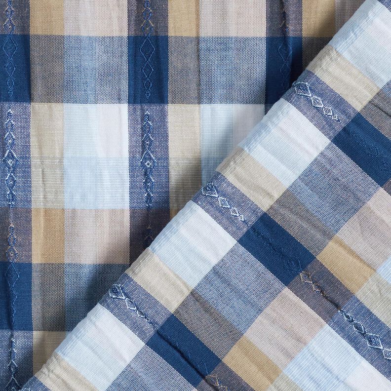 Misto cotone stropicciato a quadri colorati – blu,  image number 4