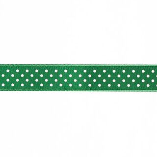 nastro in satin, pois - verde erba/bianco, 