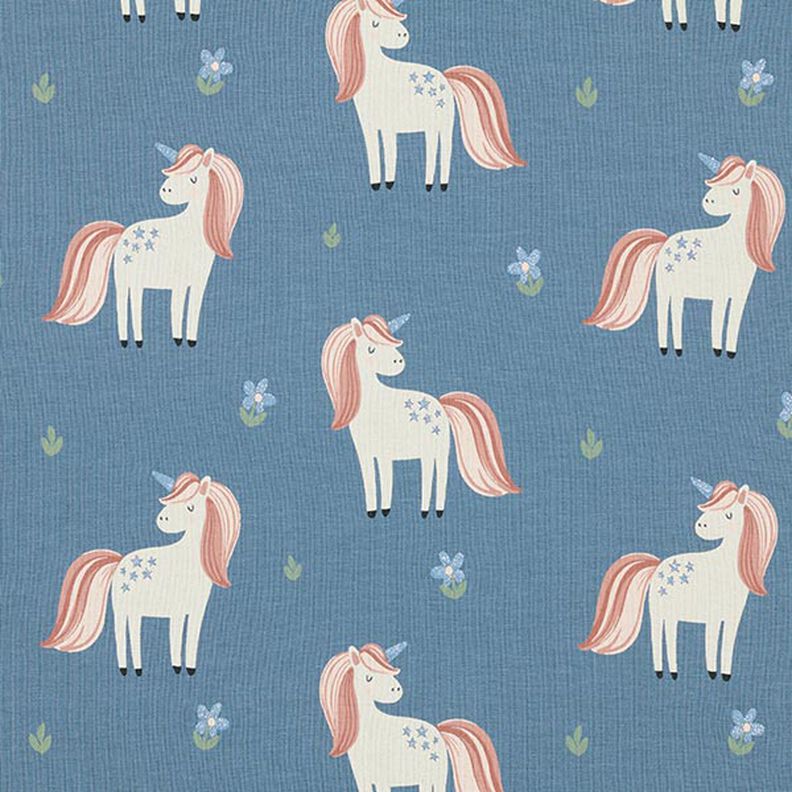 jersey di cotone Graziosi unicorni glitterati – grigio blu,  image number 1