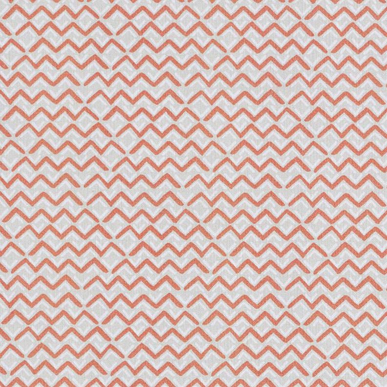 tessuto in cotone cretonne motivo zigzag etnico – terracotta,  image number 1