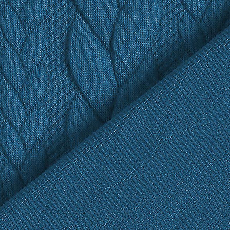 Jersey jacquard, cloqué, motivi a treccia – petrolio,  image number 4