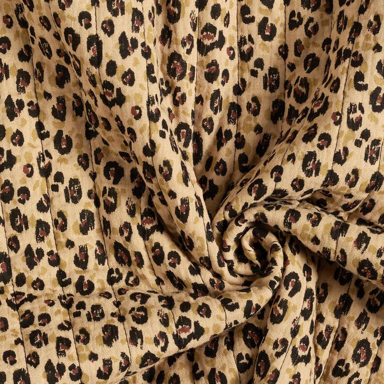 mussola tessuto trapuntato Stampa leopardata – beige/nero,  image number 4