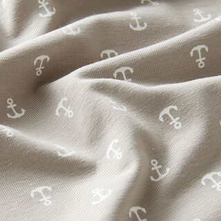 jersey di cotone, ancore – grigio chiaro, 