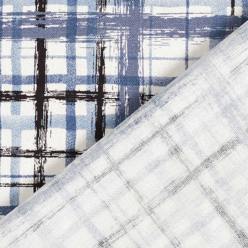 Misto lino-viscosa con quadri astratti – bianco/blu acciaio,  image number 5