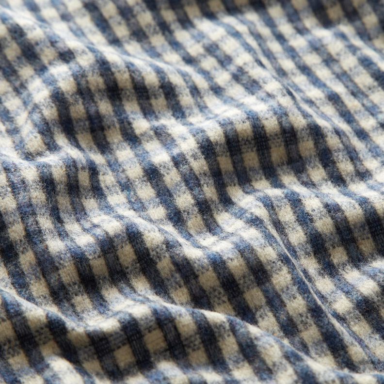 Tessuto per cappotto misto lana a quadri piccoli – beige/blu,  image number 2
