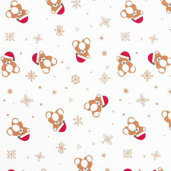 taglio di tessuto French terry, felpa estiva Orsacchiotto di Natale – bianco lana/rosso, image number 8
