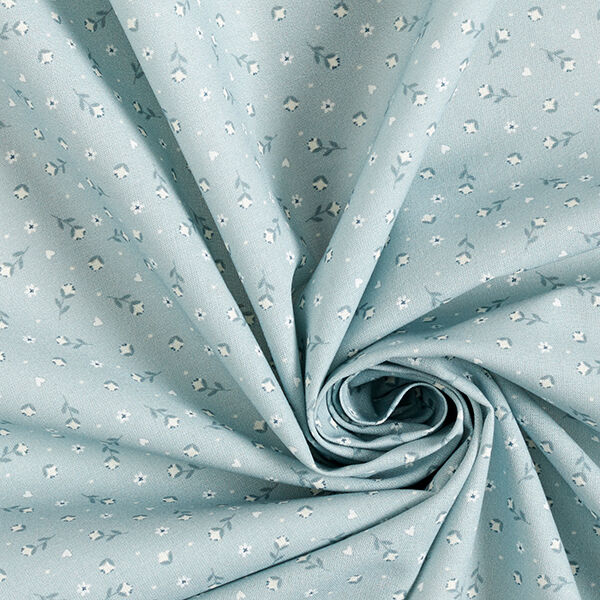 tessuto in cotone popeline Piccoli fiorellini – blu colomba, image number 3