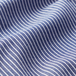 tessuto per camicette Misto cotone righe – blu marino/bianco, 