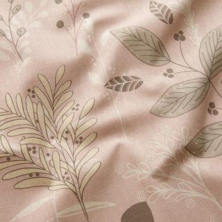 tessuto arredo mezzo panama Morbidi ramoscelli – rosa antico chiaro/naturale, 