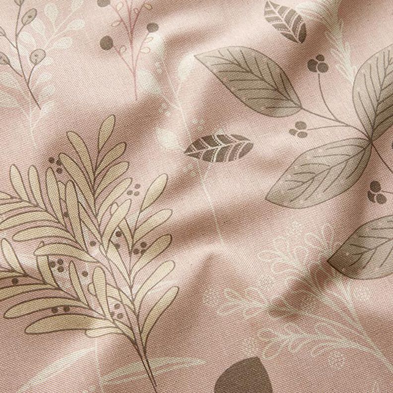 tessuto arredo mezzo panama Morbidi ramoscelli – rosa antico chiaro/naturale,  image number 2