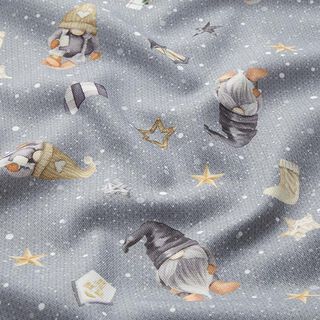 tessuto arredo mezzo panama Folletti e stelle – grigio elefante, 